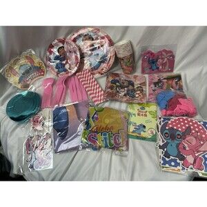 Lilo & Stitch Birthday Party Supplies Set Plates Cups Utensils Decor Tattoos Etc